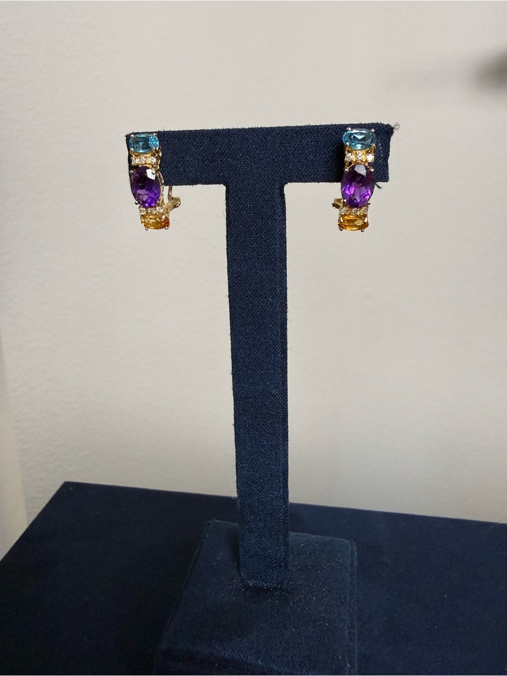 14K Multi-Gem Hoop Earrings